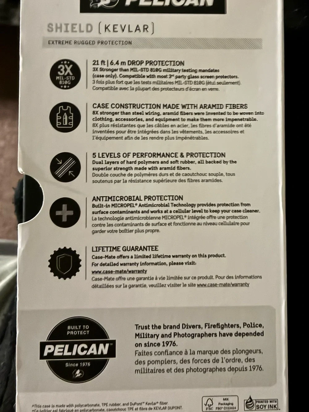 Pelican Black Rugged Antimicrobial Phone Case